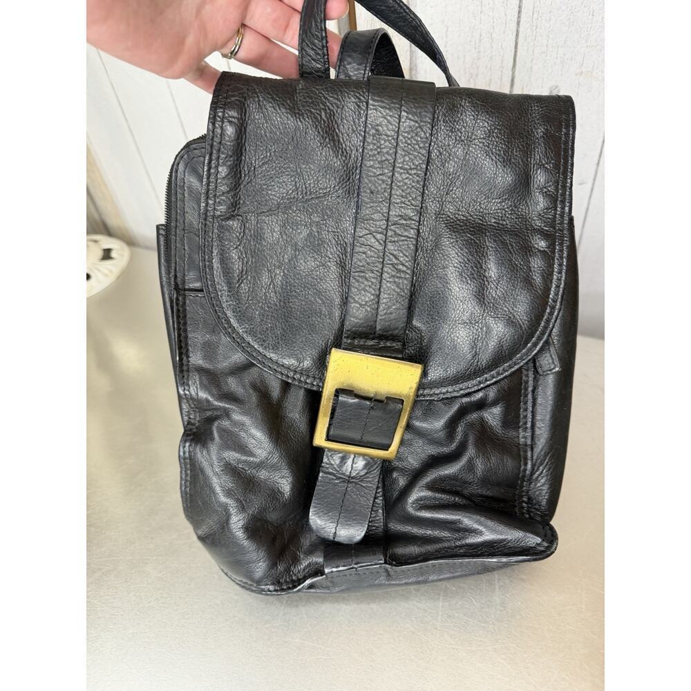 Vintage Great American Leatherworks Black Gold Backpack Leather Y2K Bag